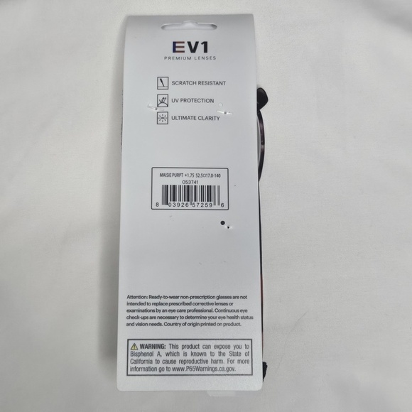 New EV1 Ellen DeGeneres Maise Purple Tortoise +1.75 Readers Reading Glasses Case - Picture 4 of 16